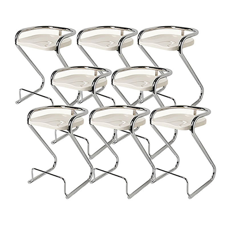 Modern Contoured Seat Low Back Armless Bar Stools with Metal Base