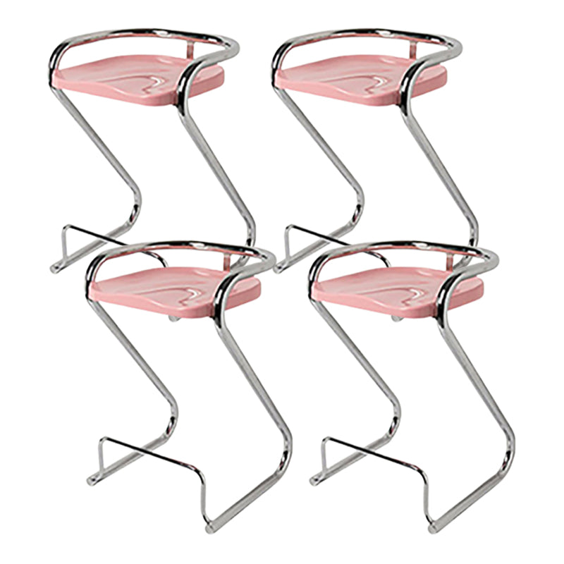 Modern Contoured Seat Low Back Armless Bar Stools with Metal Base