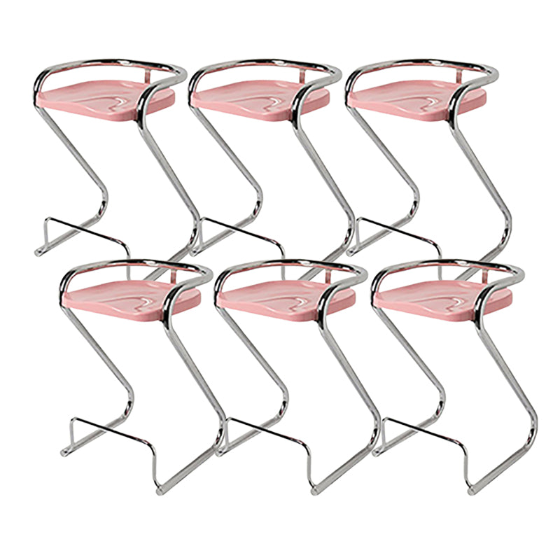 Modern Contoured Seat Low Back Armless Bar Stools with Metal Base