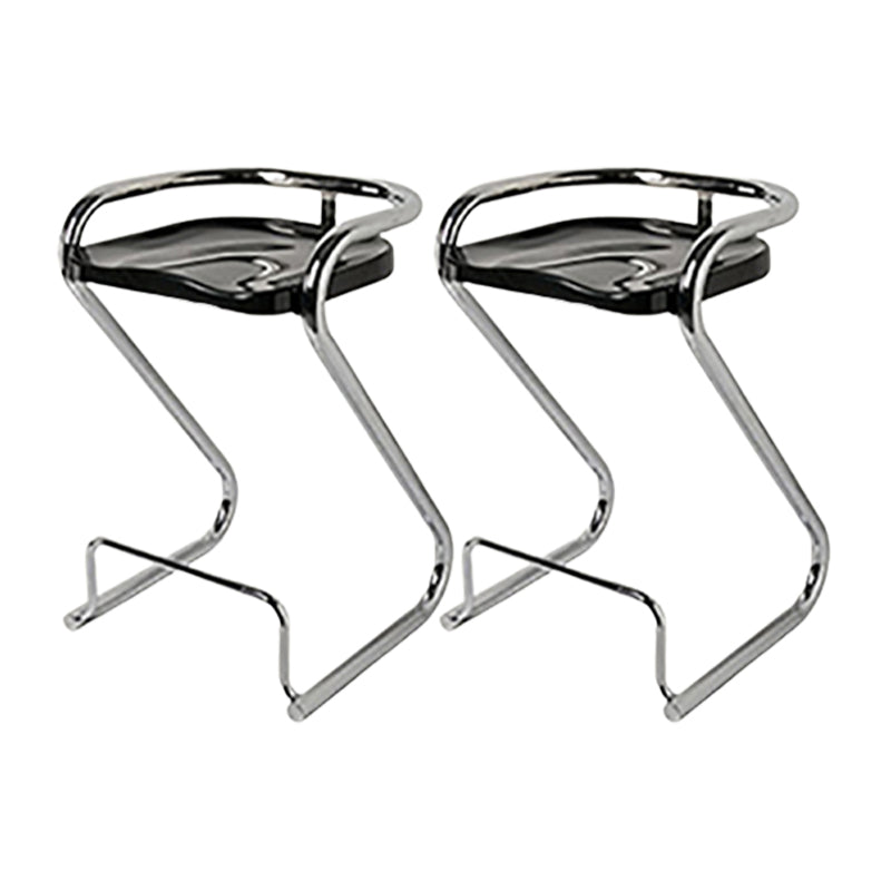 Modern Contoured Seat Low Back Armless Bar Stools with Metal Base