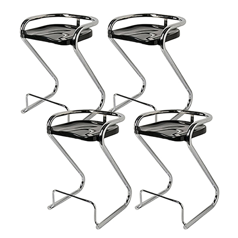 Modern Contoured Seat Low Back Armless Bar Stools with Metal Base