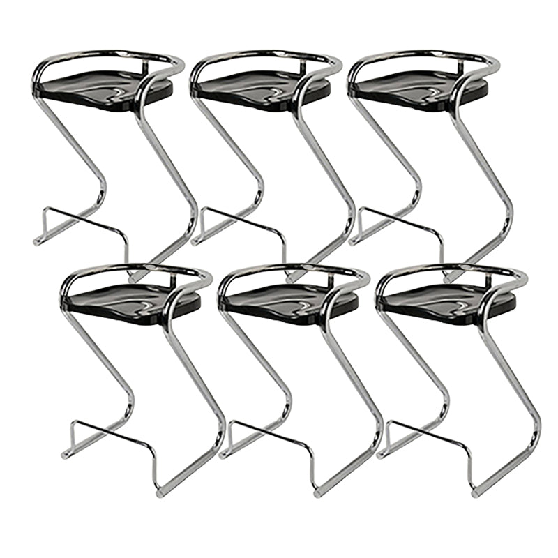 Modern Contoured Seat Low Back Armless Bar Stools with Metal Base