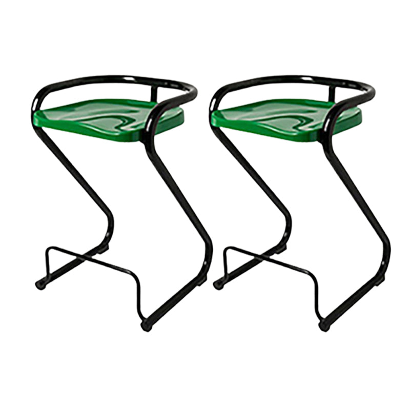 Modern Contoured Seat Low Back Armless Bar Stools with Metal Base