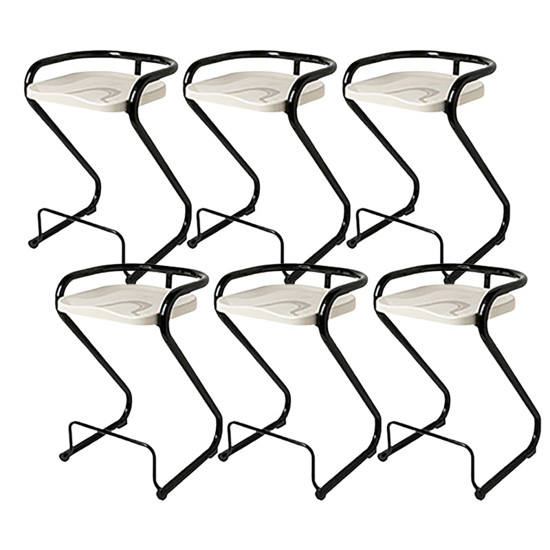 Modern Contoured Seat Low Back Armless Bar Stools with Metal Base