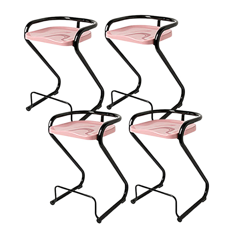 Modern Contoured Seat Low Back Armless Bar Stools with Metal Base
