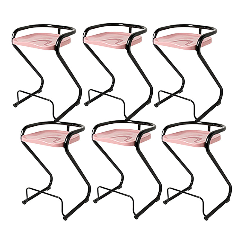 Modern Contoured Seat Low Back Armless Bar Stools with Metal Base