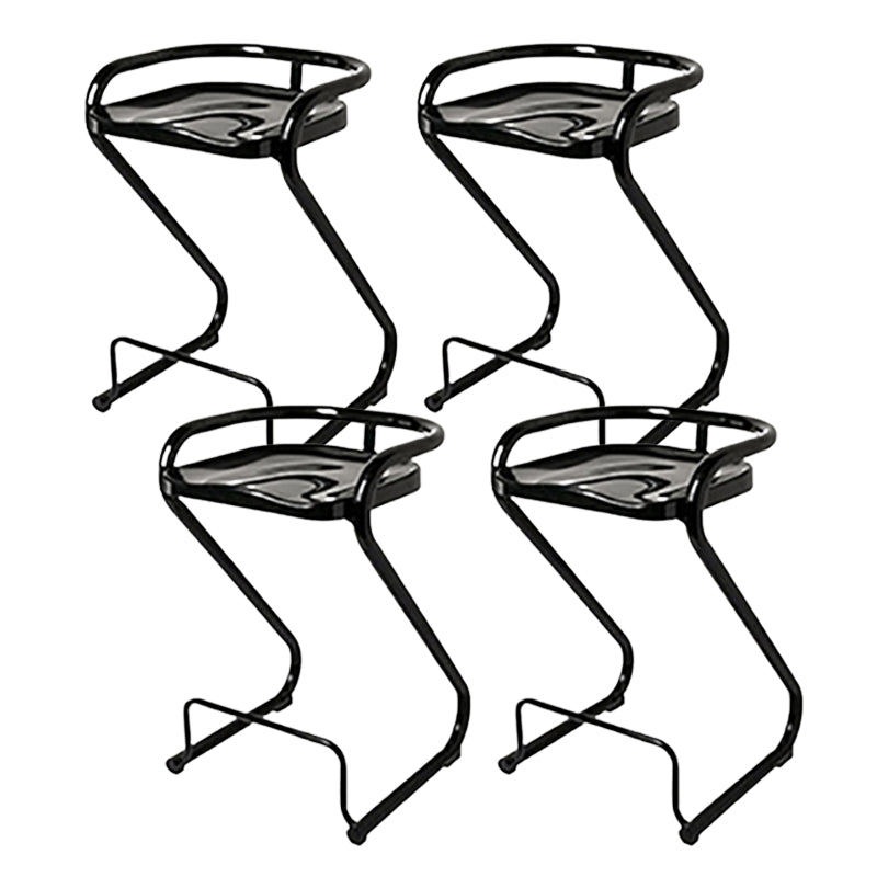 Modern Contoured Seat Low Back Armless Bar Stools with Metal Base