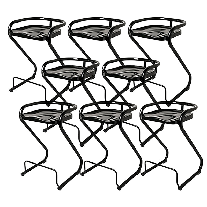 Modern Contoured Seat Low Back Armless Bar Stools with Metal Base