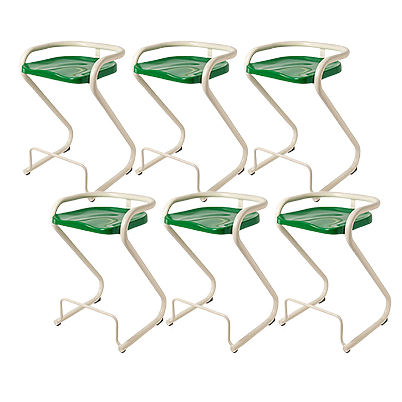 Modern Contoured Seat Low Back Armless Bar Stools with Metal Base