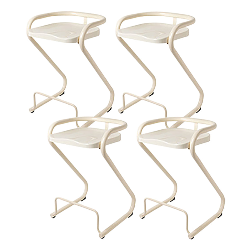 Modern Contoured Seat Low Back Armless Bar Stools with Metal Base