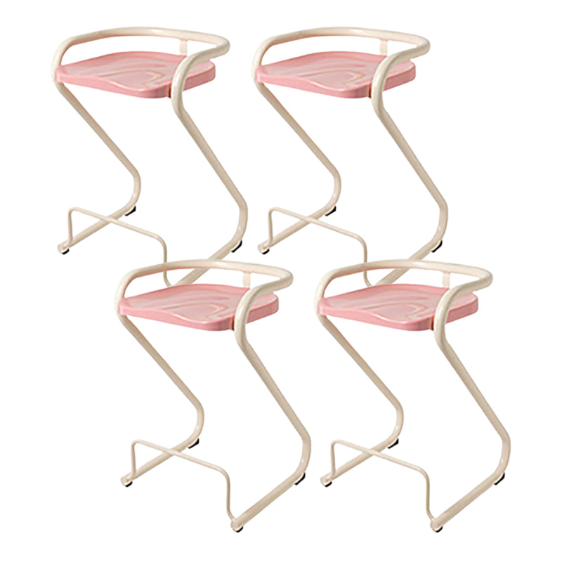 Modern Contoured Seat Low Back Armless Bar Stools with Metal Base