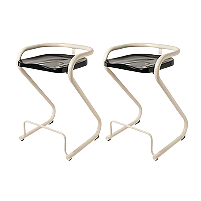Modern Contoured Seat Low Back Armless Bar Stools with Metal Base