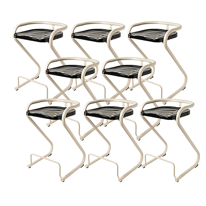 Modern Contoured Seat Low Back Armless Bar Stools with Metal Base