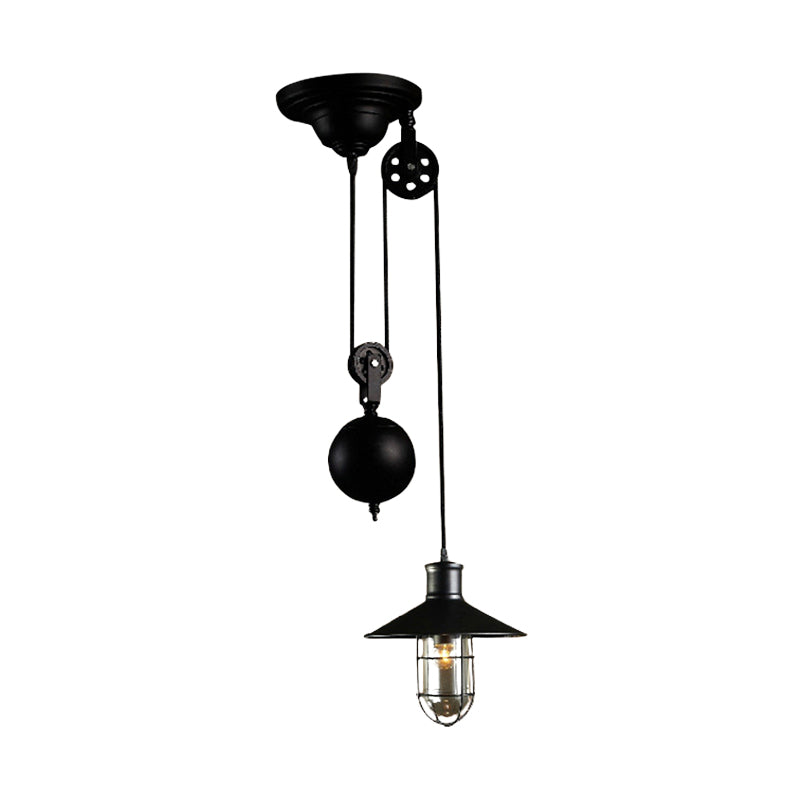 Pendellicht Licht mit Nautikstil mit Käfig Schatten 1 leichte Metallküche Hängende Lampe in Schwarz