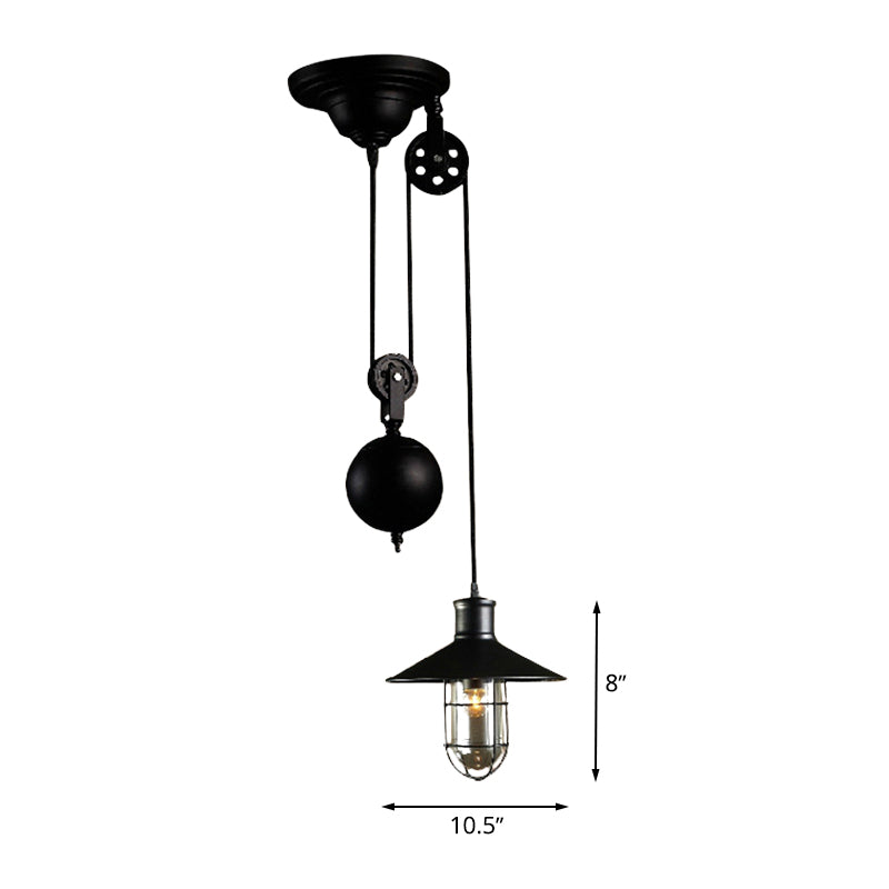 Pendellicht Licht mit Nautikstil mit Käfig Schatten 1 leichte Metallküche Hängende Lampe in Schwarz