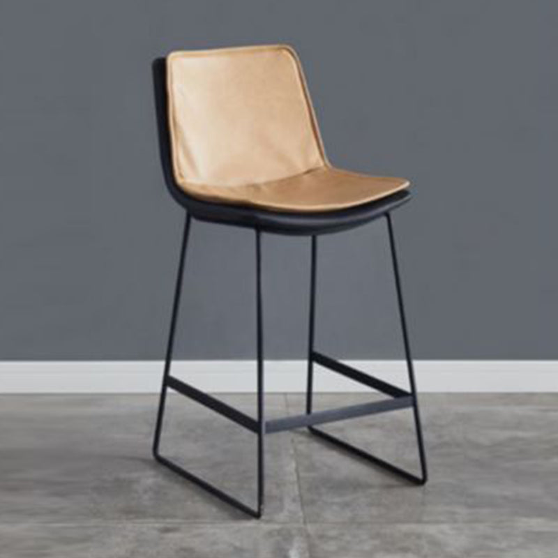 Modern Upholstered Low Back Armless Bar Stools with Metal Base