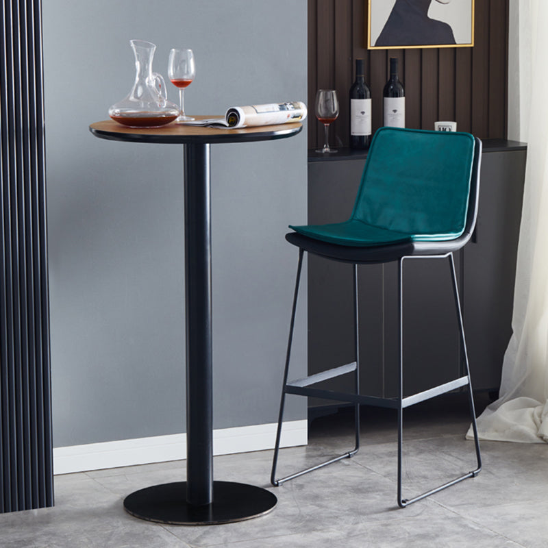 Modern Upholstered Low Back Armless Bar Stools with Metal Base