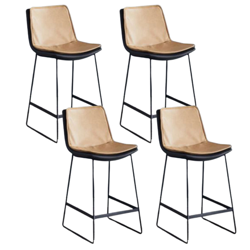 Modern Upholstered Low Back Armless Bar Stools with Metal Base