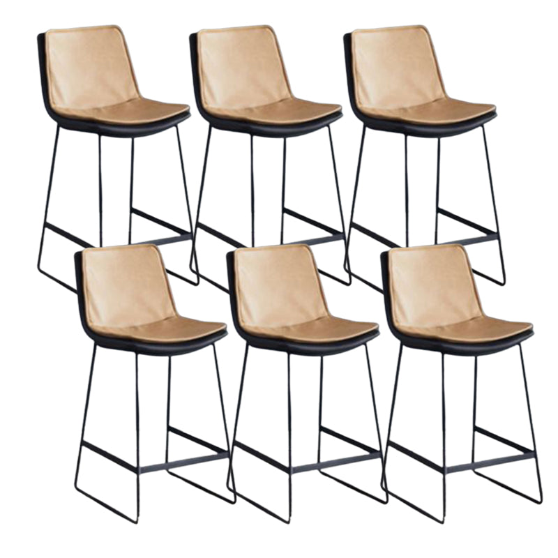 Modern Upholstered Low Back Armless Bar Stools with Metal Base