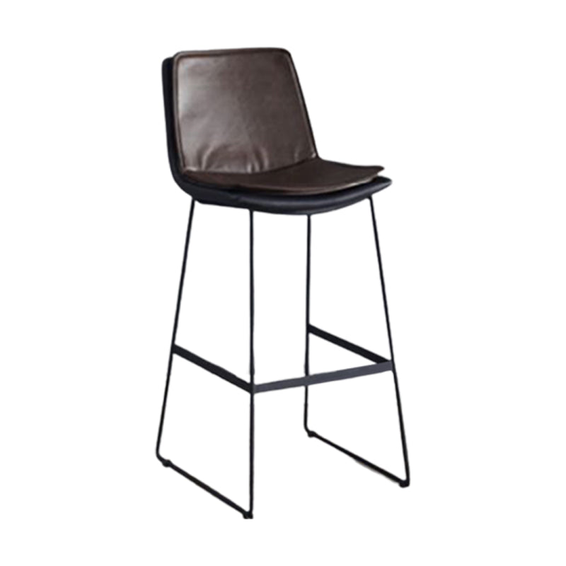 Modern Upholstered Low Back Armless Bar Stools with Metal Base