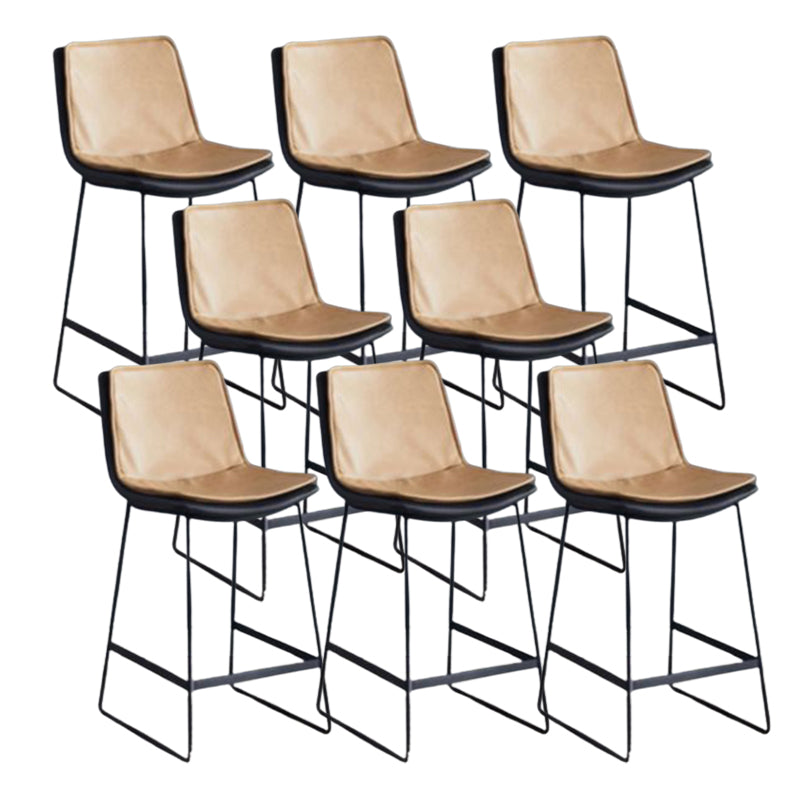 Modern Upholstered Low Back Armless Bar Stools with Metal Base