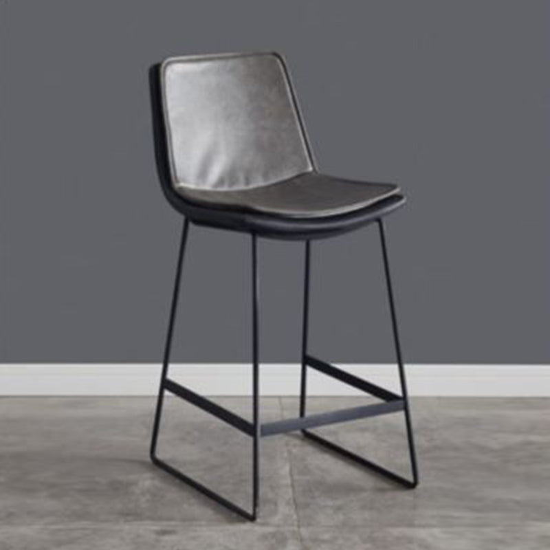 Modern Upholstered Low Back Armless Bar Stools with Metal Base