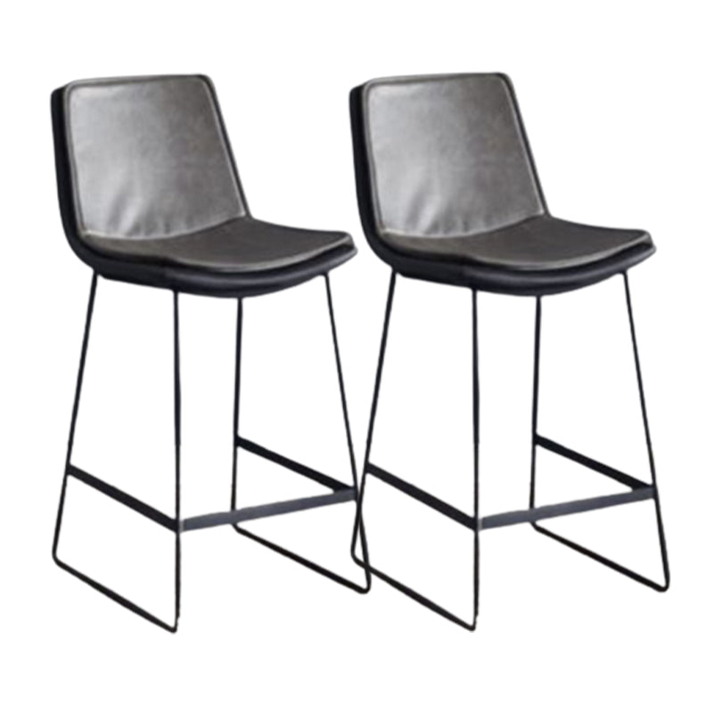 Modern Upholstered Low Back Armless Bar Stools with Metal Base