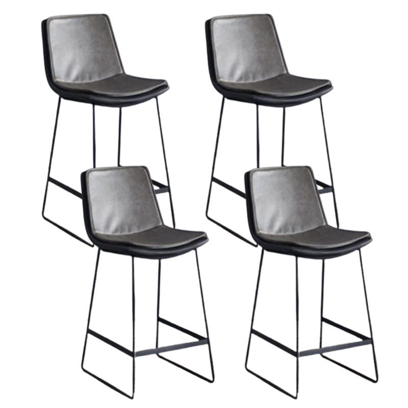 Modern Upholstered Low Back Armless Bar Stools with Metal Base
