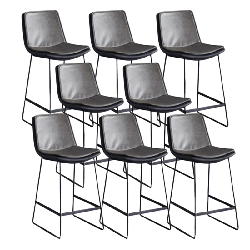 Modern Upholstered Low Back Armless Bar Stools with Metal Base