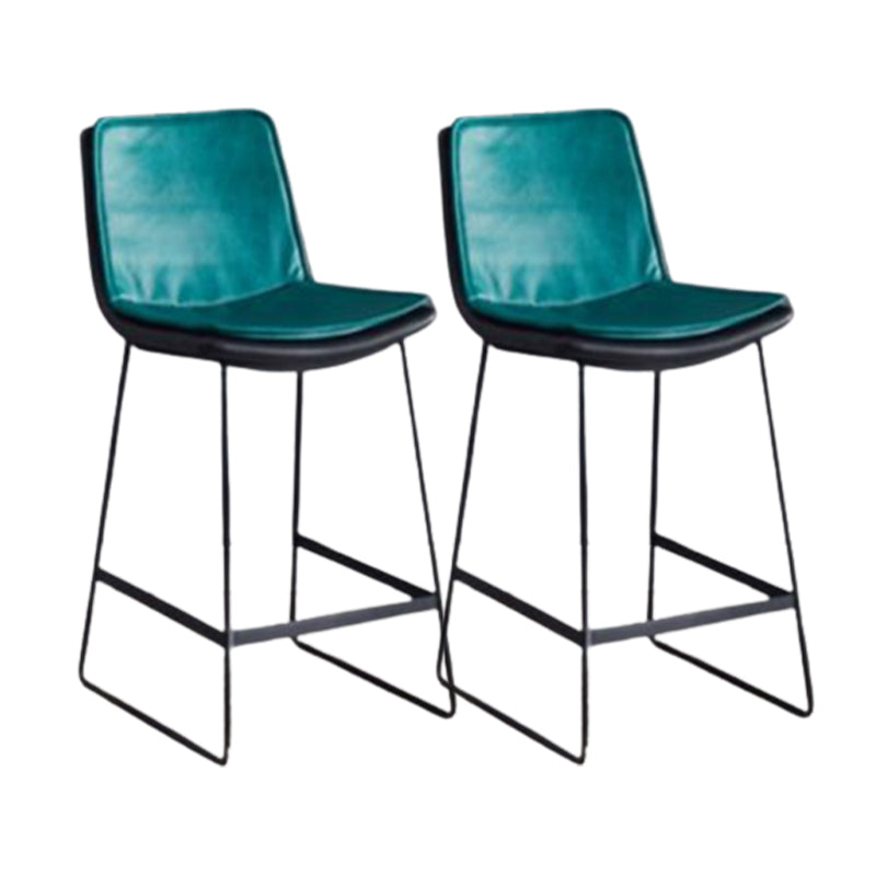 Modern Upholstered Low Back Armless Bar Stools with Metal Base