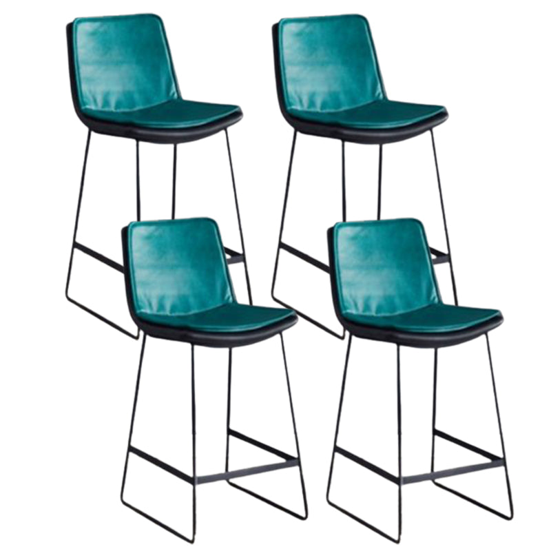 Modern Upholstered Low Back Armless Bar Stools with Metal Base