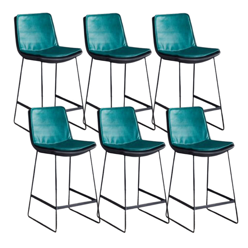 Modern Upholstered Low Back Armless Bar Stools with Metal Base