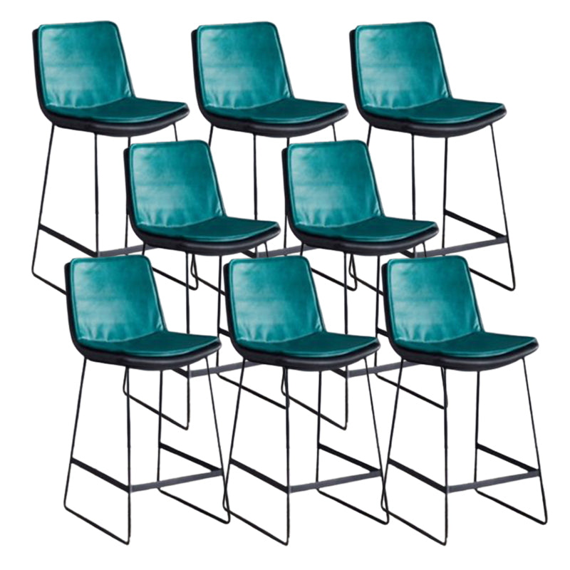 Modern Upholstered Low Back Armless Bar Stools with Metal Base