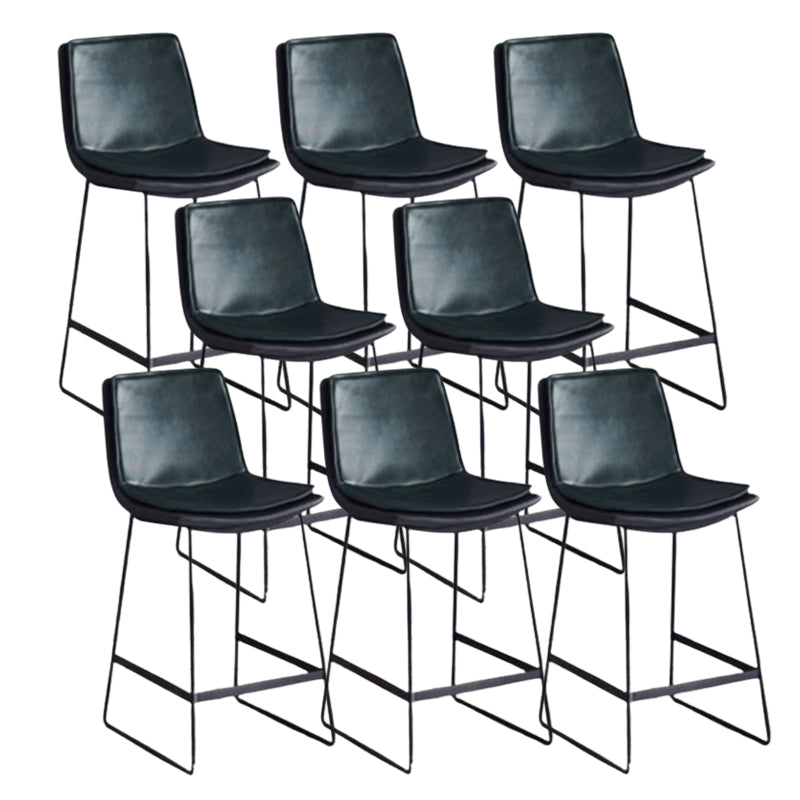 Modern Upholstered Low Back Armless Bar Stools with Metal Base