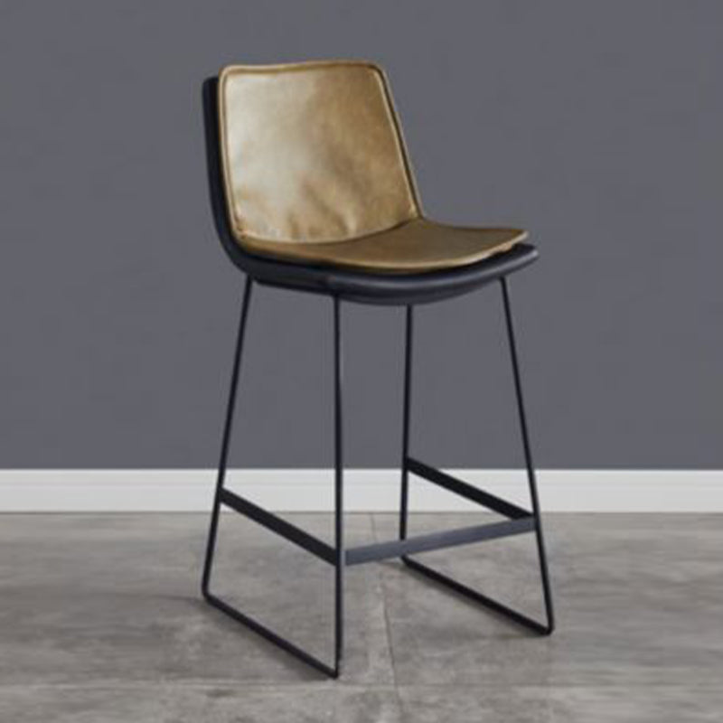 Modern Upholstered Low Back Armless Bar Stools with Metal Base