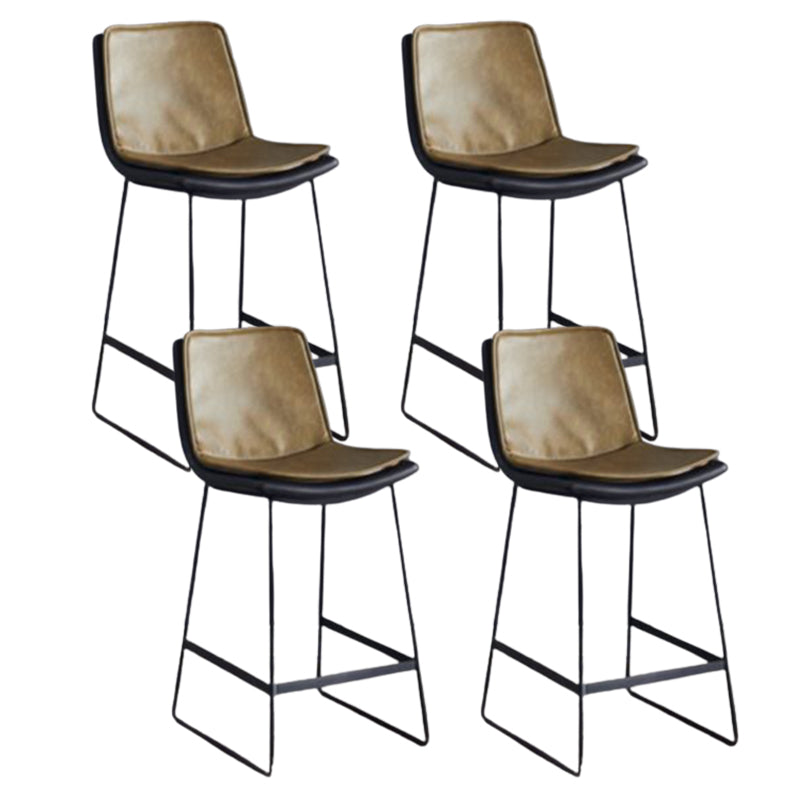 Modern Upholstered Low Back Armless Bar Stools with Metal Base