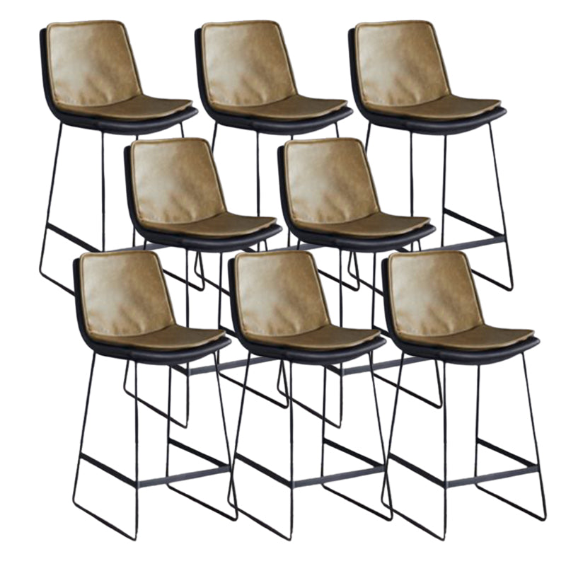 Modern Upholstered Low Back Armless Bar Stools with Metal Base