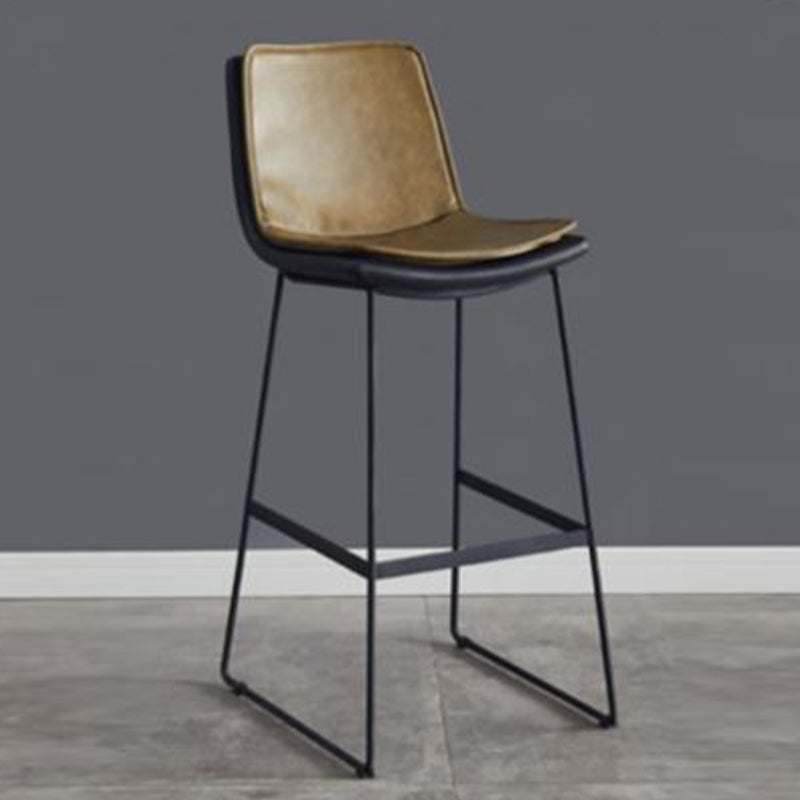 Modern Upholstered Low Back Armless Bar Stools with Metal Base