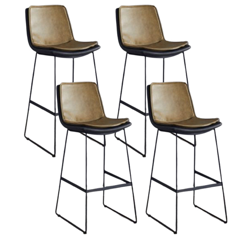 Modern Upholstered Low Back Armless Bar Stools with Metal Base