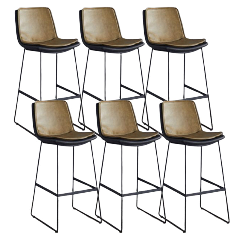 Modern Upholstered Low Back Armless Bar Stools with Metal Base