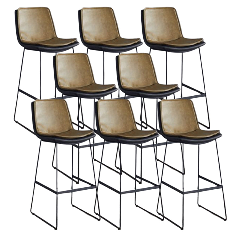 Modern Upholstered Low Back Armless Bar Stools with Metal Base