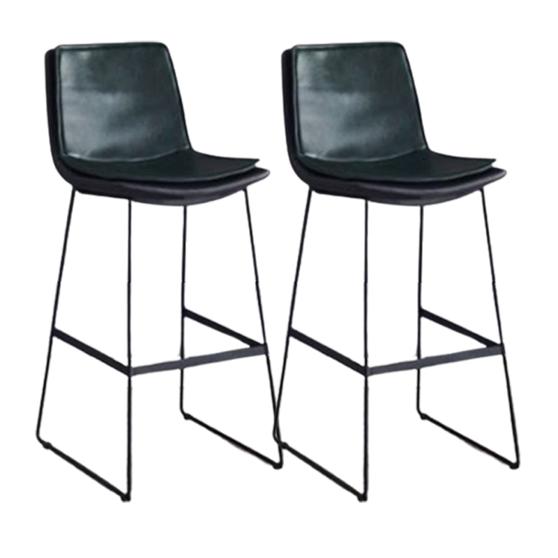 Modern Upholstered Low Back Armless Bar Stools with Metal Base