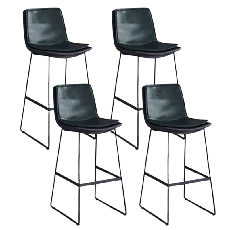 Modern Upholstered Low Back Armless Bar Stools with Metal Base