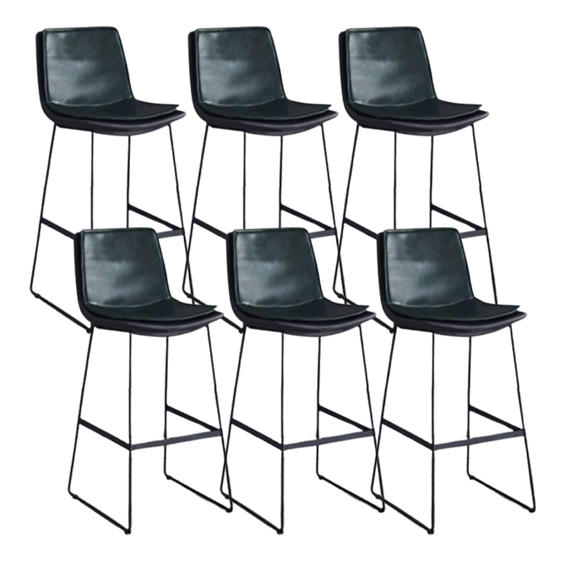 Modern Upholstered Low Back Armless Bar Stools with Metal Base