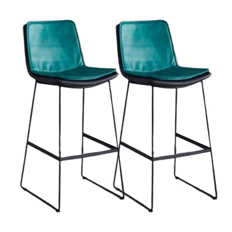 Modern Upholstered Low Back Armless Bar Stools with Metal Base