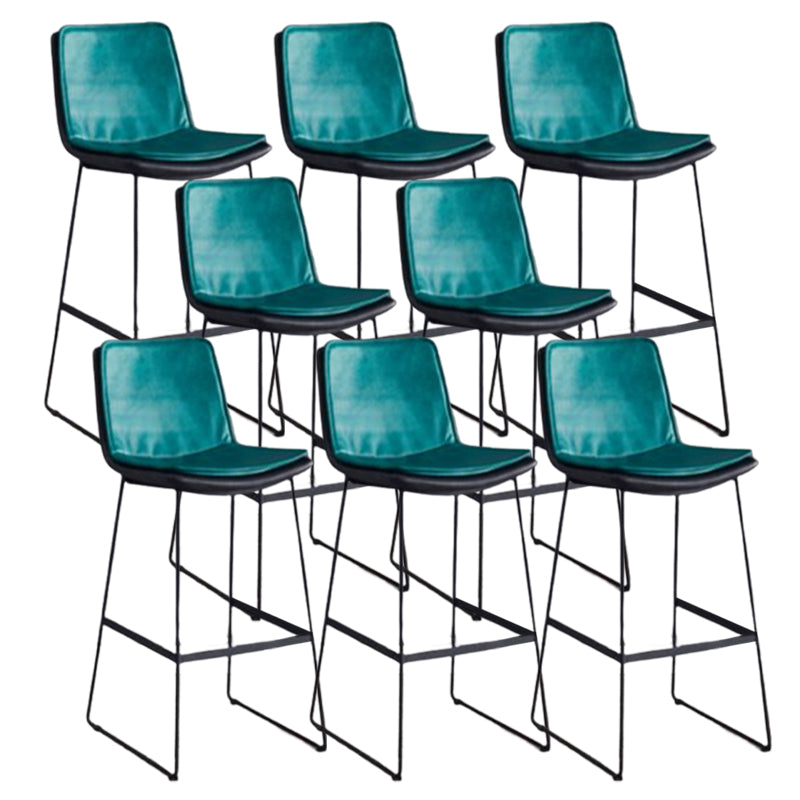 Modern Upholstered Low Back Armless Bar Stools with Metal Base