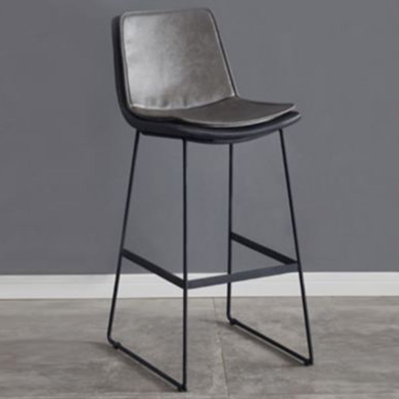 Modern Upholstered Low Back Armless Bar Stools with Metal Base