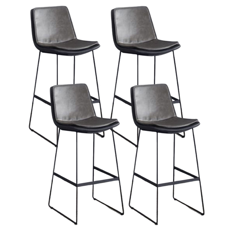 Modern Upholstered Low Back Armless Bar Stools with Metal Base