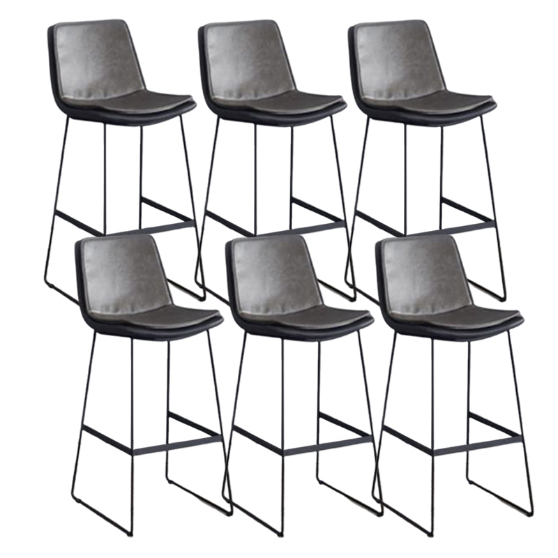 Modern Upholstered Low Back Armless Bar Stools with Metal Base