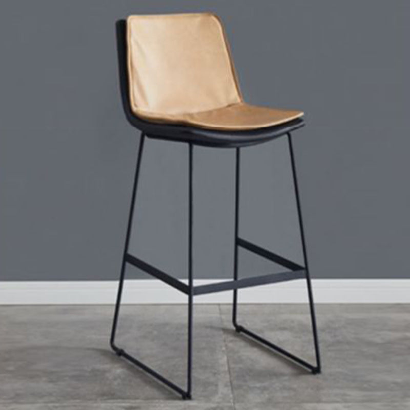 Modern Upholstered Low Back Armless Bar Stools with Metal Base